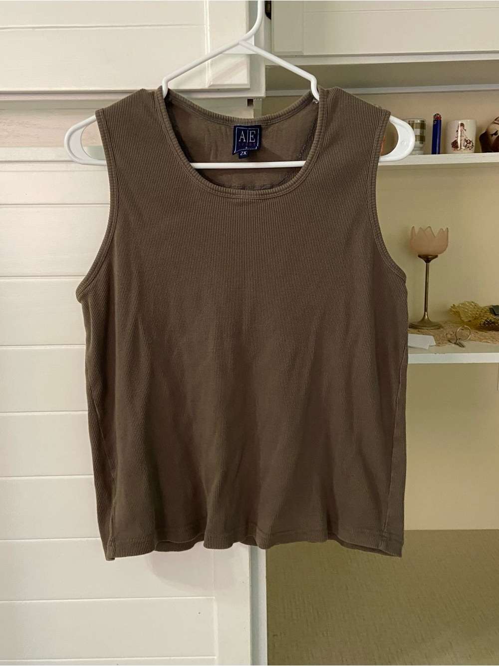 Ribbed Green Basic Tank Top